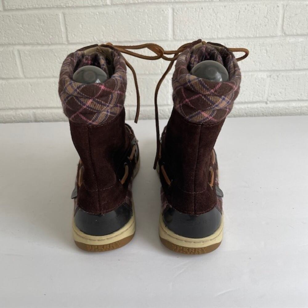 Sperry Top-Sider Shearwater Brown Suede Plaid Duck Boots Women's Size 8 Preppy - Picture 2 of 9